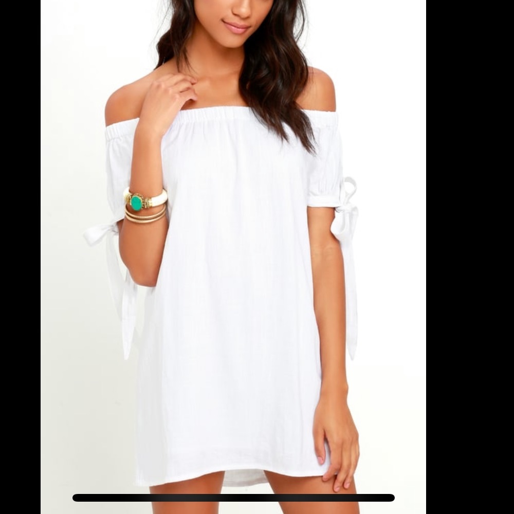 Lulus al fresco off shoulder white dress size s